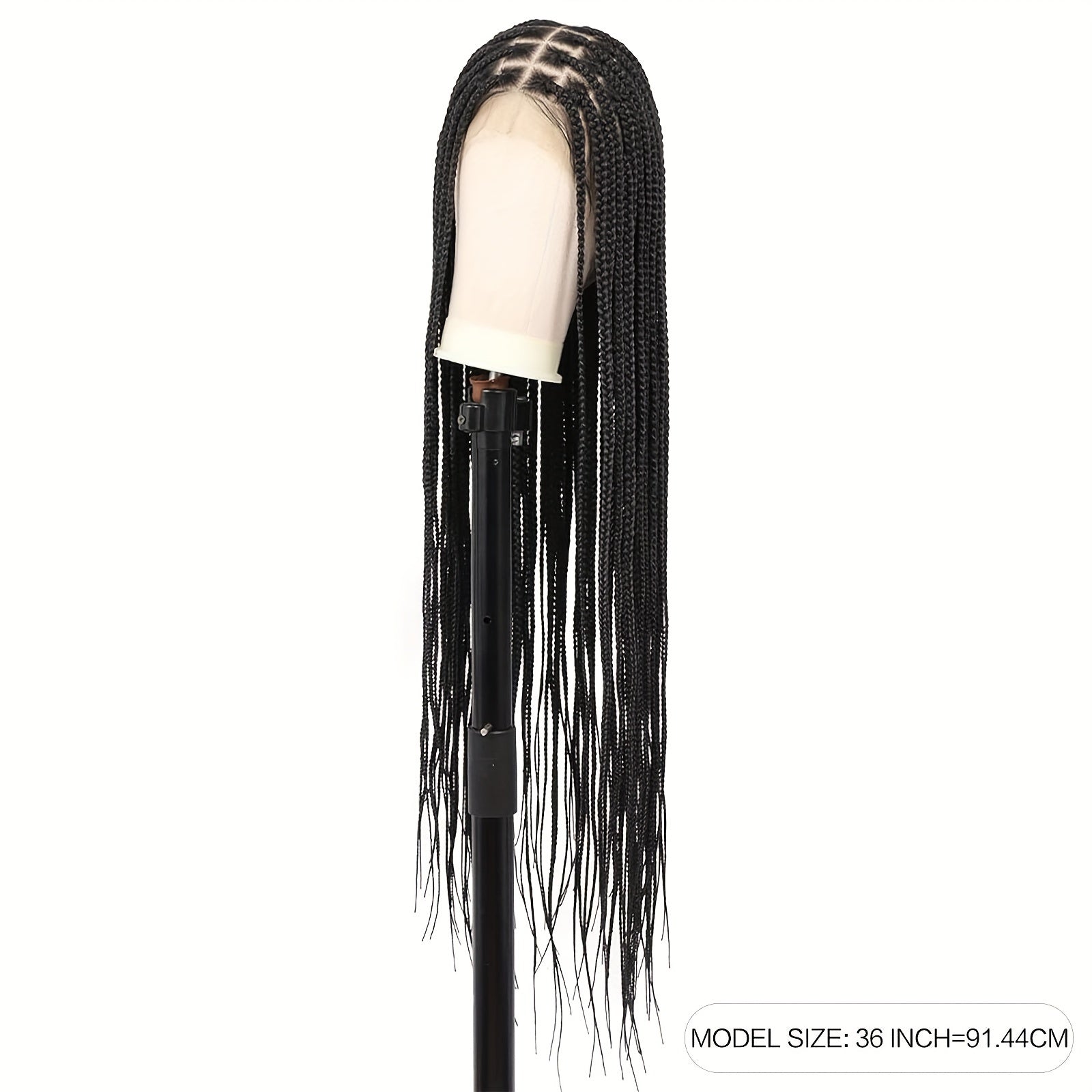 40" Braided Wig with Knotless Cornrows and Lace Frontal – Mixed Black Hair, Natural Texture, Full Density, Double Lace Front, for Daily Wear, College, Halloween, and Cosplay