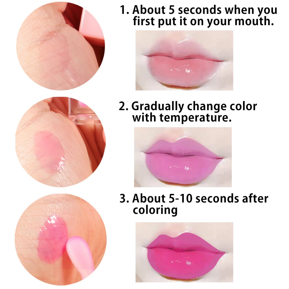 Print Own You logo Color Changing PH Tinted Lip Gloss Vegan Lip Oil Tint Stain Glaze Hydrating Moisturizer Magic Lip Oil