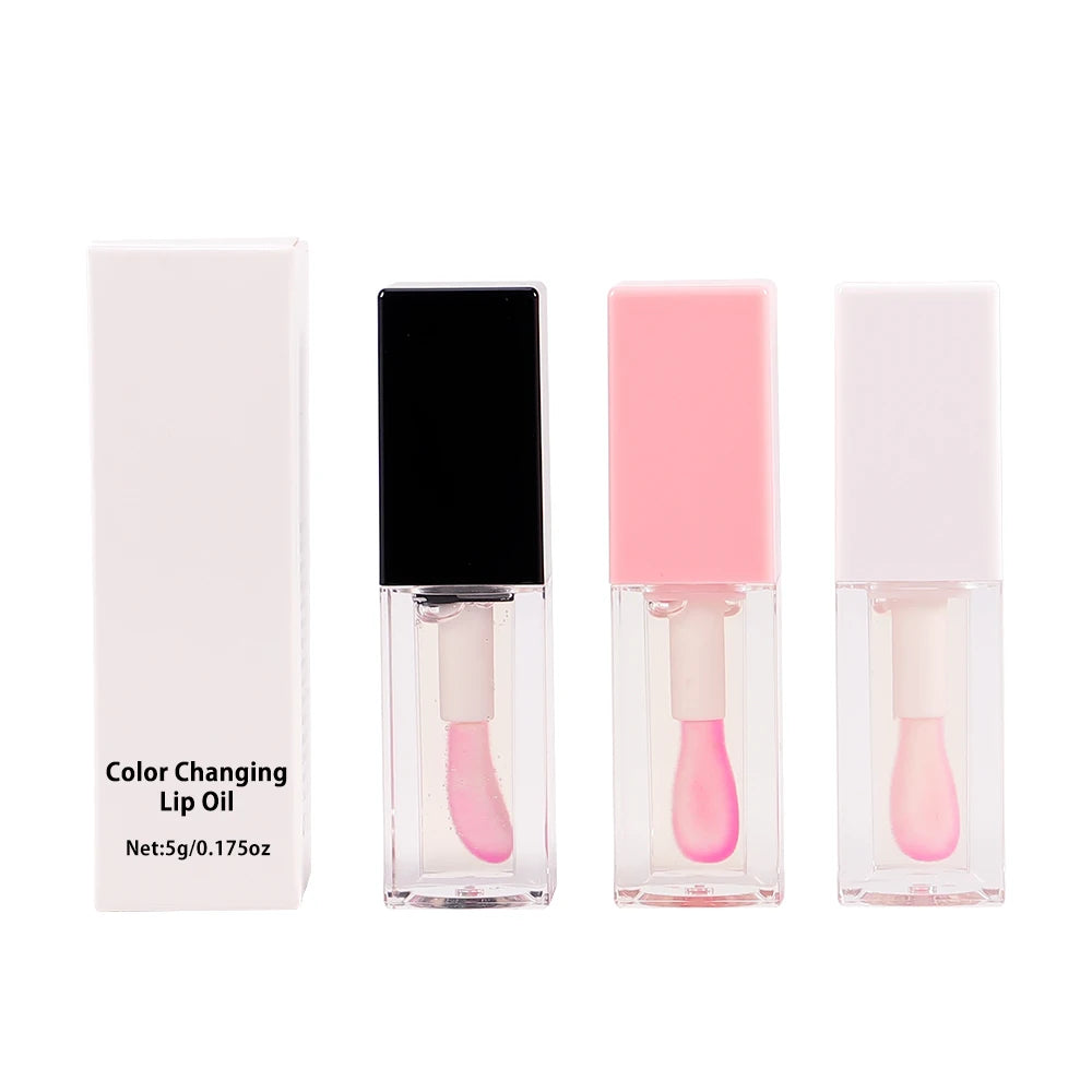 Print Own You logo Color Changing PH Tinted Lip Gloss Vegan Lip Oil Tint Stain Glaze Hydrating Moisturizer Magic Lip Oil