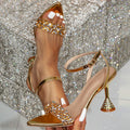 Hot Sale New Women's Shoes 2024 Sexy High-heeled Shoes Thin Heel Gold, Silver crocodile Pattern Sandals