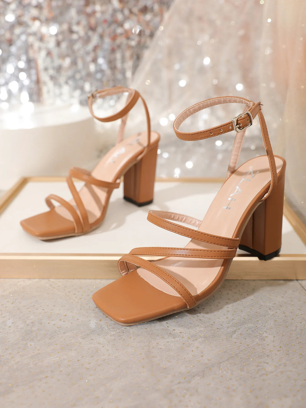 35-43 New High Heels European and American Plus Size Sandals Thick Heeled square Toe Women's Shoes