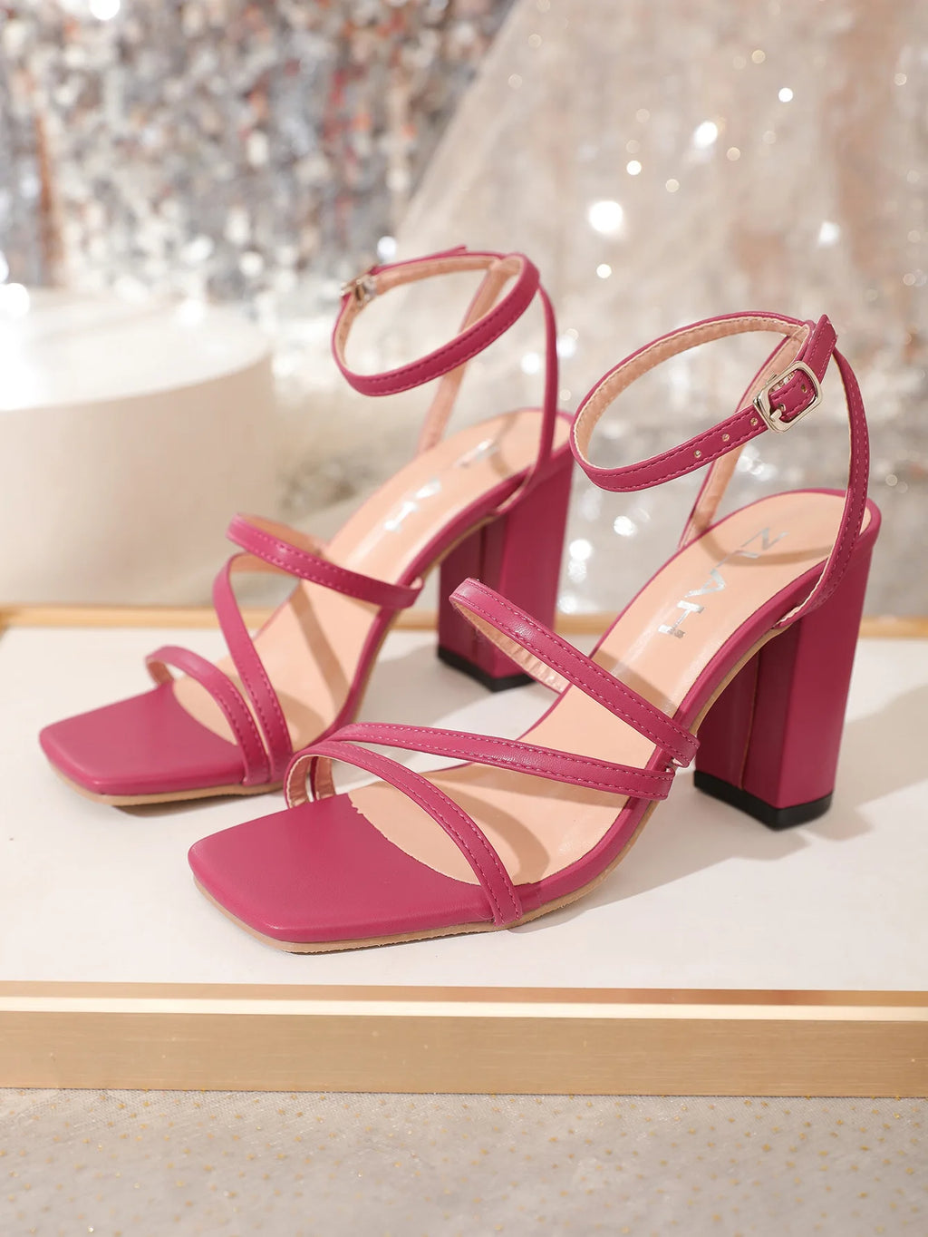 35-43 New High Heels European and American Plus Size Sandals Thick Heeled square Toe Women's Shoes