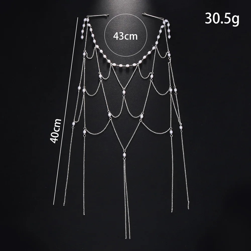Gold Plated Ladies Luxury Simple Full Simulated Pearl multi-layer alloy headband Bride Wedding hair accessories