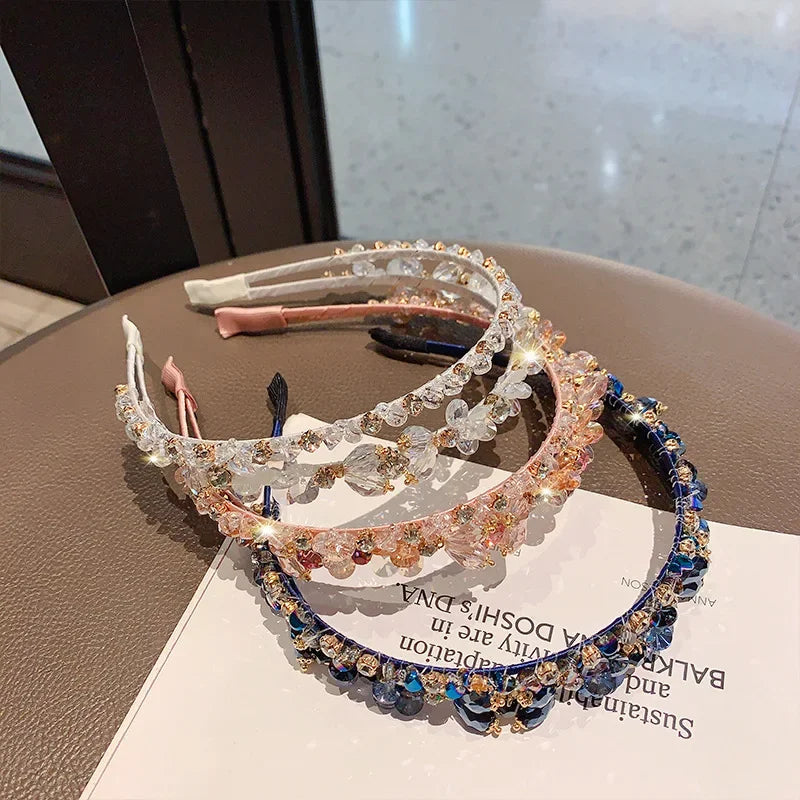 Handmade Headbands Bling Crystal Metal Hairbands for Women Baroque Vintage Rhinestone Hair Jewelry Girls Hair Accessories
