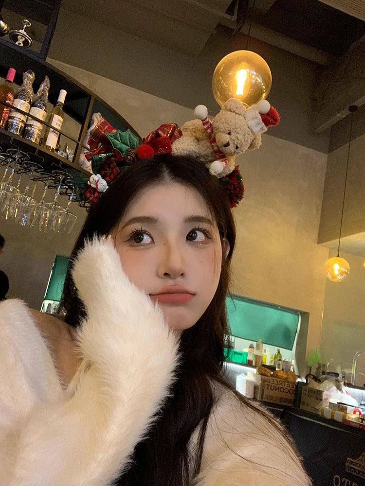 Christmas Bear Headbands Christmas Headbands Hairpin Decorations Gift Hair Accessories Birthday Hats Hairpin Headbands Gift