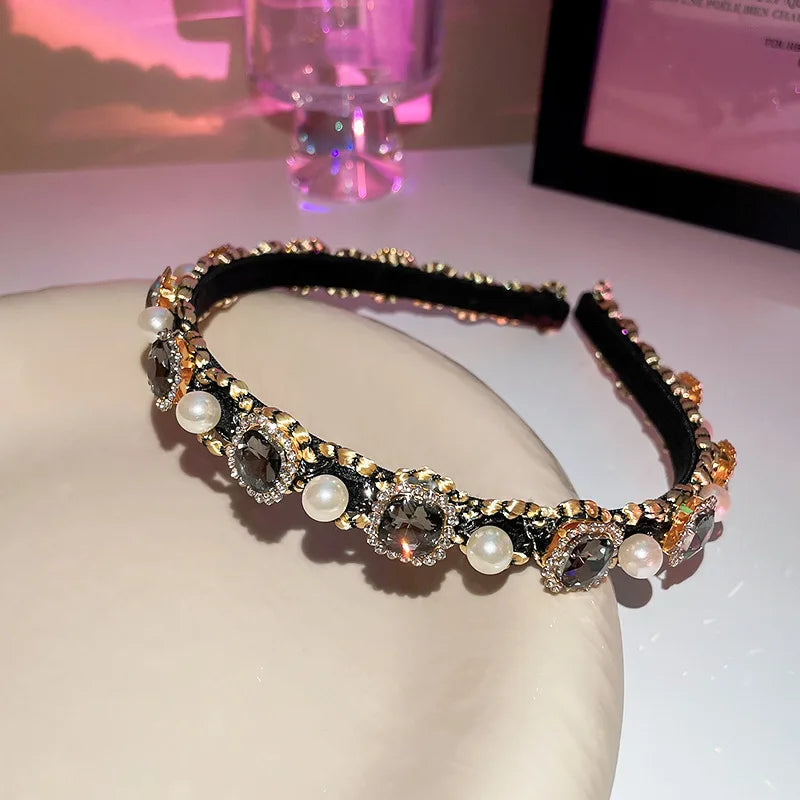 Gorgeous Multicolor Gem Headband Hair Hoops for Women Women Wedding Head Wear Baroque Tiara Jewelry Headdress  Wholesale Price