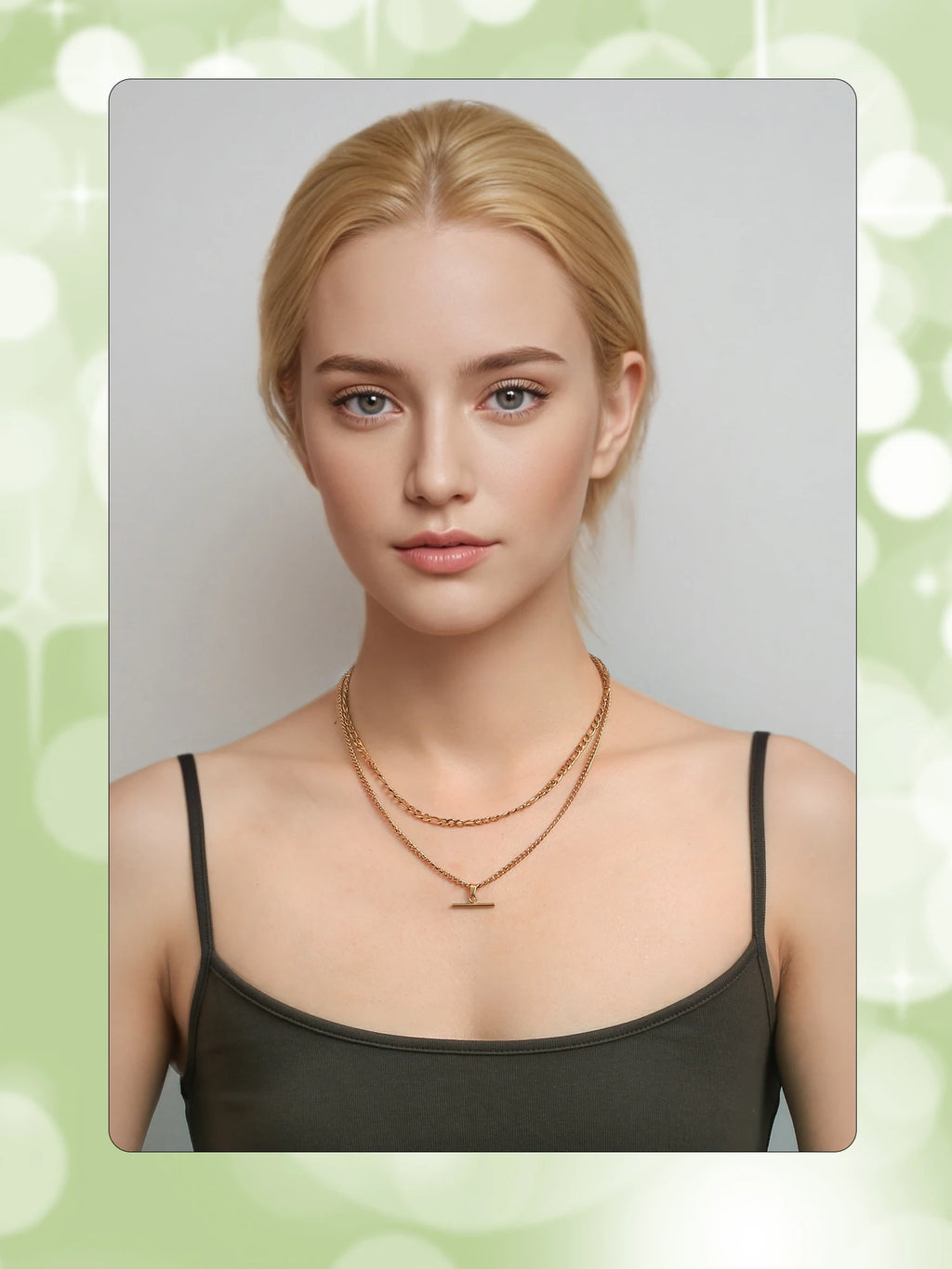 Layered Necklace for Women Minimalist Stackable - 18K Gold Plated Stainless Steel Hypoallergenic Elegant Double Chain Jewelry