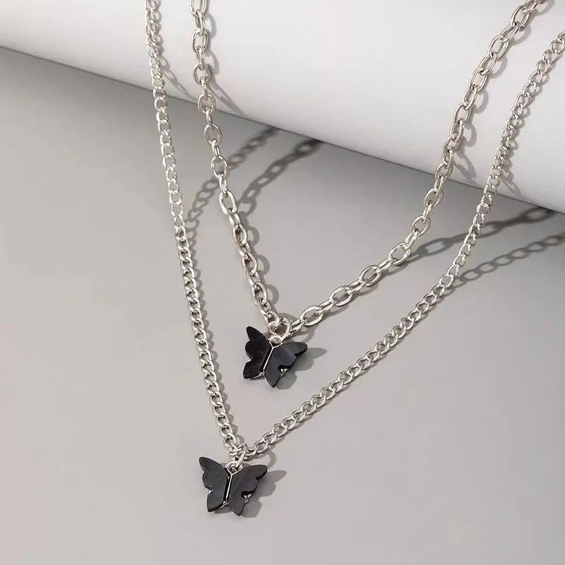 New Black Crystal Beaded Double Layer Necklace for Women Personalized Fashionable Daily Accessories Party Jewelry Birthday Gifts