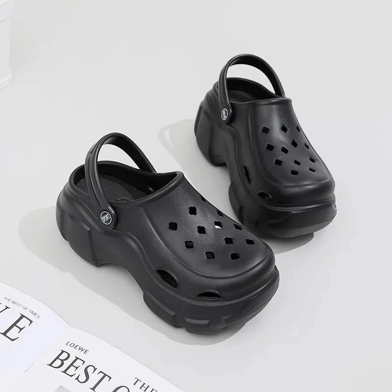 Women's Rhinestone Butterfly Flowers Jelly Shoes Summer Outdoor Activities Thick Sole Non-Slip Increased Toe Cap Sandals
