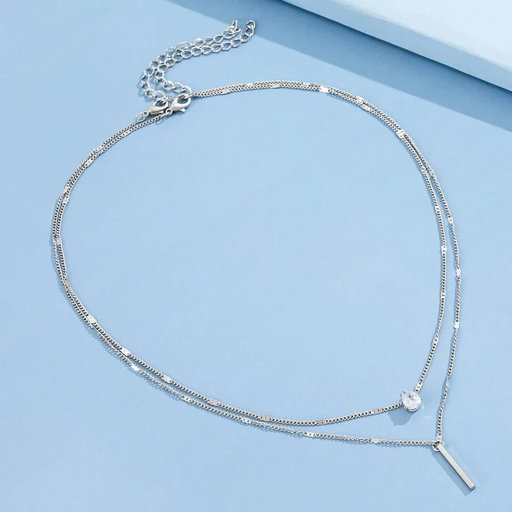 Layered Gold Necklaces for Women Stackable14K Gold Silver Plated Circle Paperclip Chain Pendant Choker Necklace Set For Woman