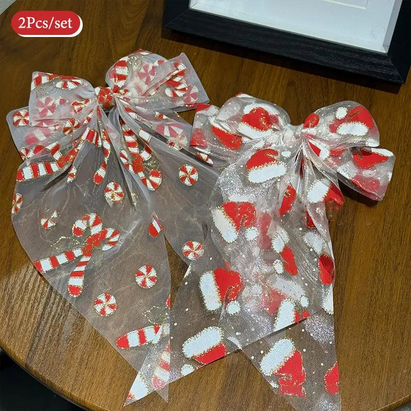 1/2Pcs Christmas Hair Bows For Women Girls Big Bow Hair Clip Oversized Long Tail Hair Barrette Cute Fashion Hair Accessories