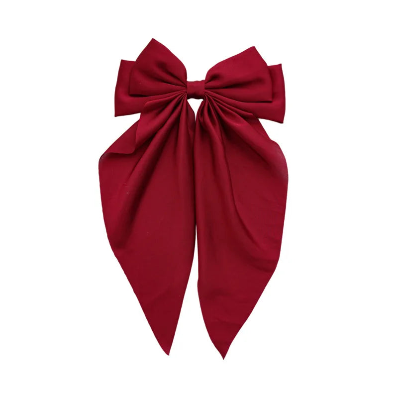 5PCS Silky Satin Ribbon Hair Bows for Women Large Big Oversized Giant Long Tail Bow French Hair Clips Barrettes Hair Accessories
