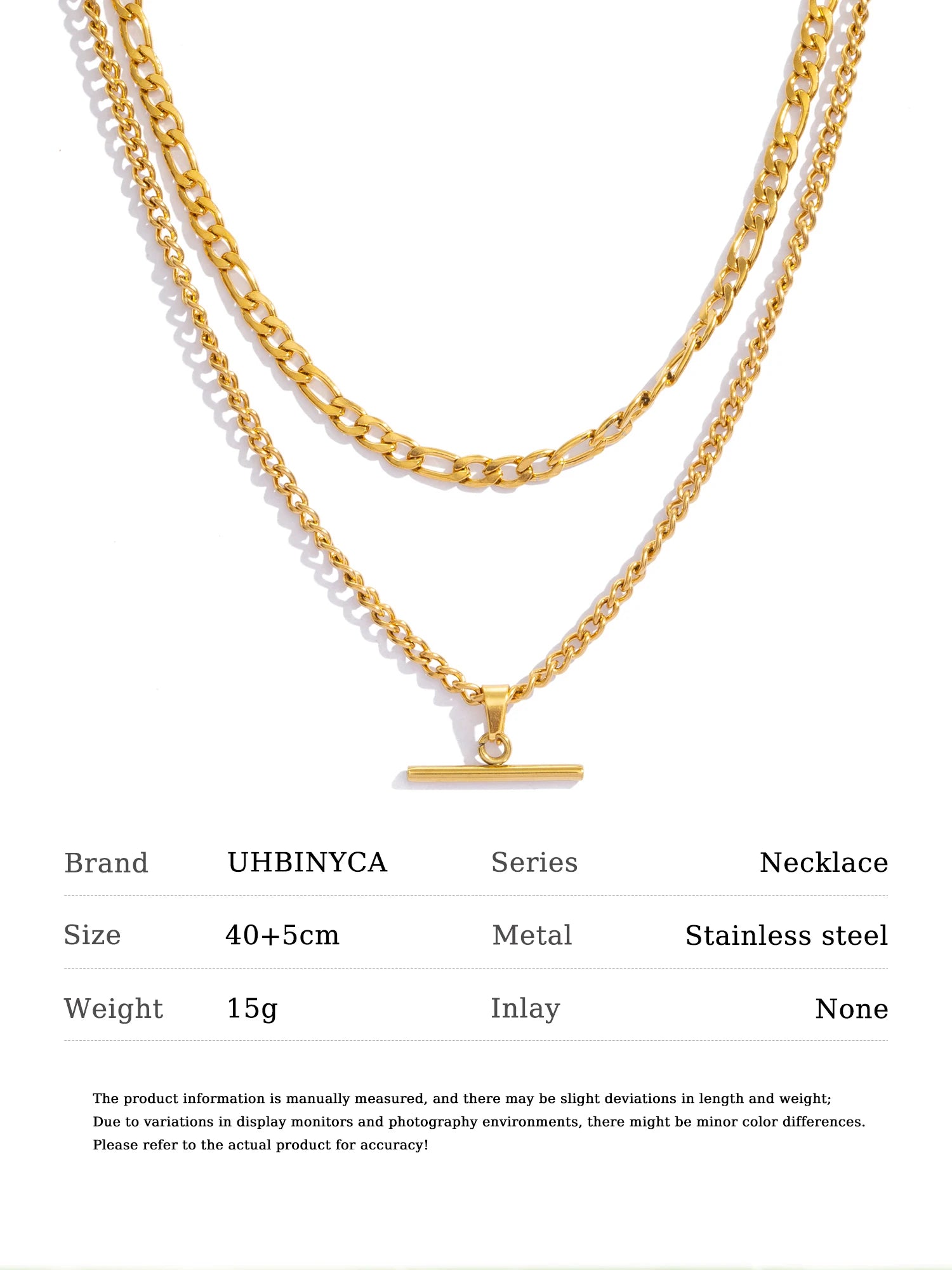 Layered Necklace for Women Minimalist Stackable - 18K Gold Plated Stainless Steel Hypoallergenic Elegant Double Chain Jewelry