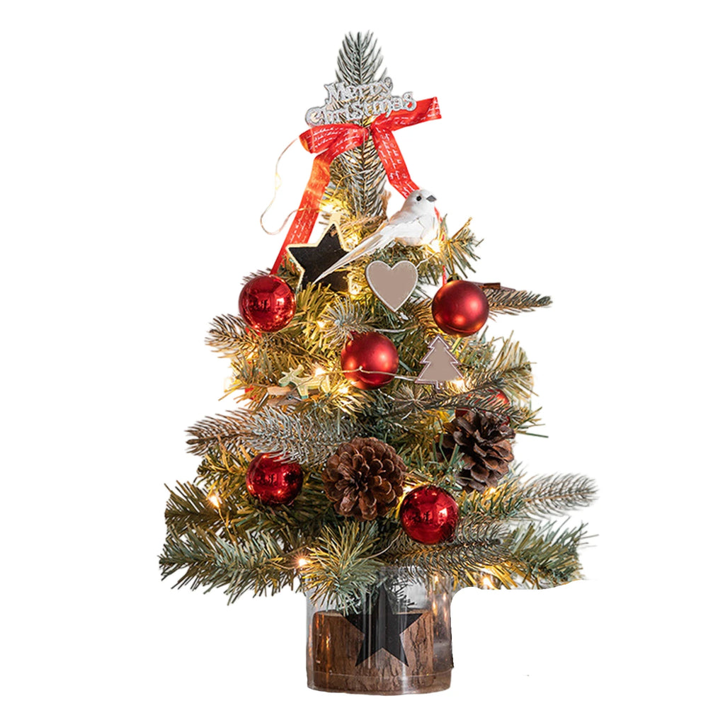 Add a festive touch to your home or office with this adorable miniature Christmas tree. Perfect for desks, tables, or as a Christmas gift.