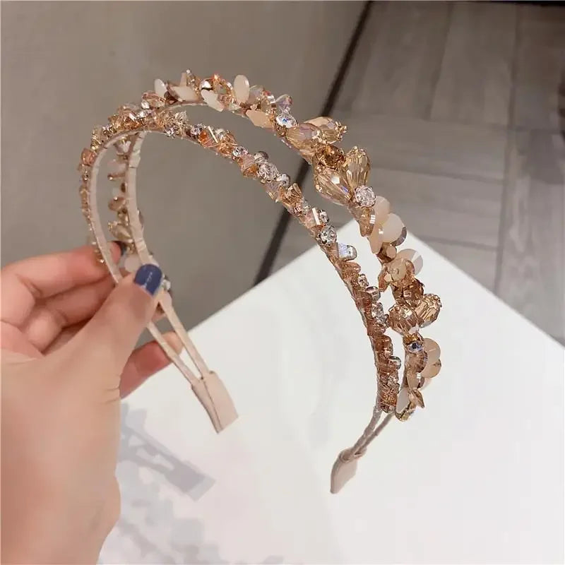 Handmade Headbands Bling Crystal Metal Hairbands for Women Baroque Vintage Rhinestone Hair Jewelry Girls Hair Accessories