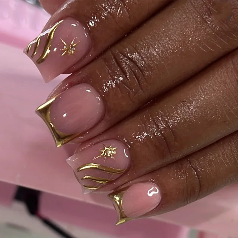 24pcs Retro 3D Flowers Press on Nails Sweet Cool Leopard Print Glue on Nails French Tip Fake Nails Elegant Short Square Nail Art