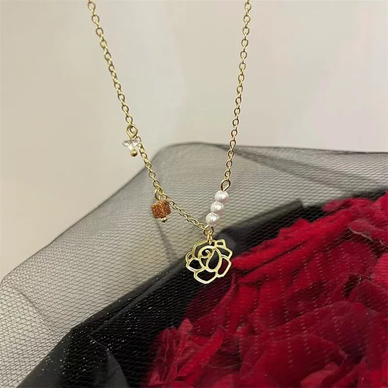 New Black Crystal Beaded Double Layer Necklace for Women Personalized Fashionable Daily Accessories Party Jewelry Birthday Gifts