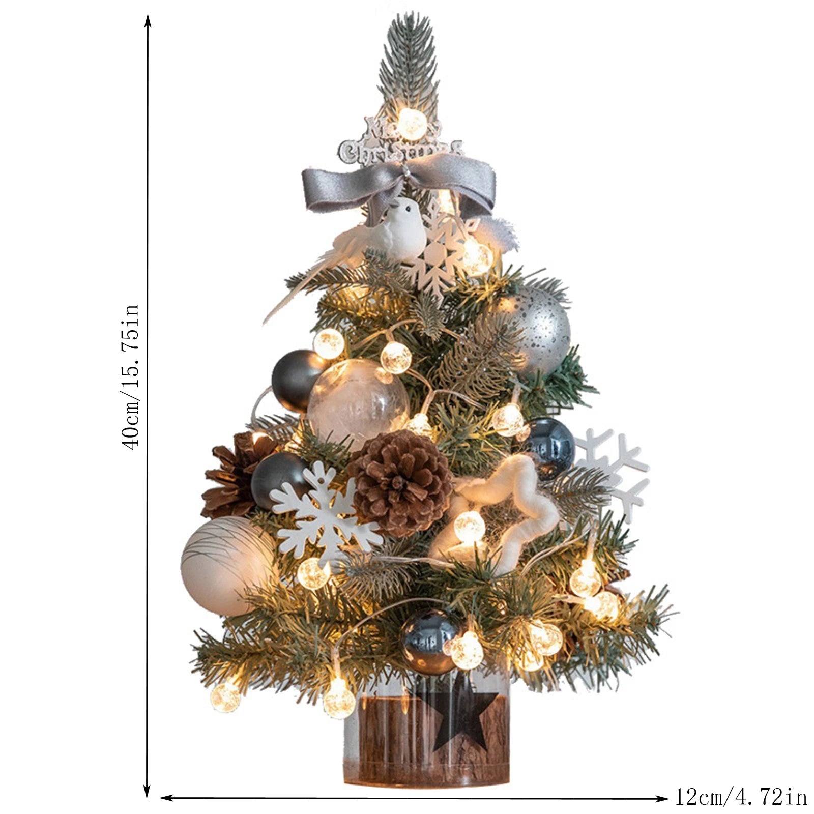Add a festive touch to your home or office with this adorable miniature Christmas tree. Perfect for desks, tables, or as a Christmas gift.
