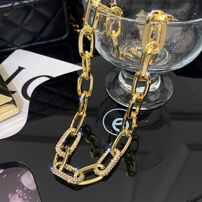 Luxury Thick Chain Collar,Geometric Statement Necklace for Women,Bold Link Design for Layering,Retro Y2K Style Fashion Gift Idea