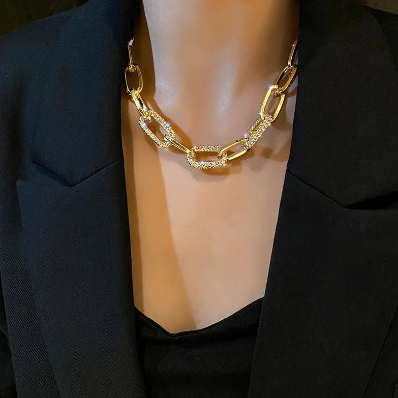 Luxury Thick Chain Collar,Geometric Statement Necklace for Women,Bold Link Design for Layering,Retro Y2K Style Fashion Gift Idea