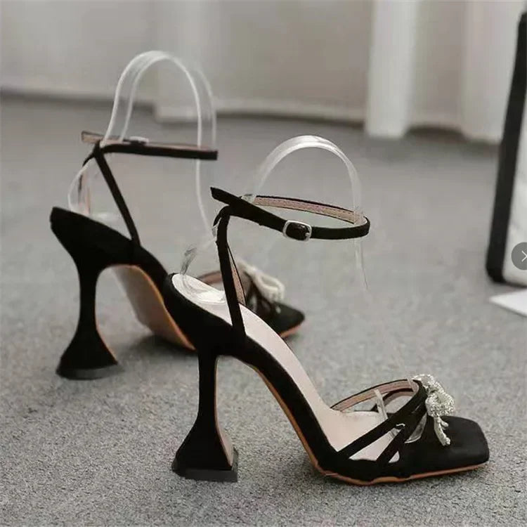 Women's High Heels Sexy Sandal Women Stiletto Heel Slingback Shoes Woman Summer 2024 Fashion Rhinestone Plus Size 42 43