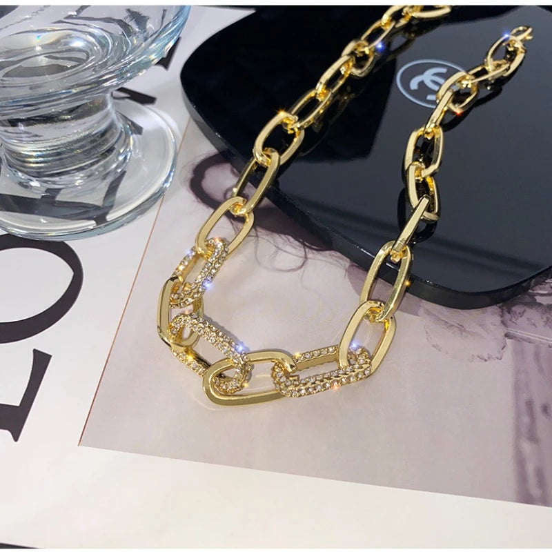 Luxury Thick Chain Collar,Geometric Statement Necklace for Women,Bold Link Design for Layering,Retro Y2K Style Fashion Gift Idea