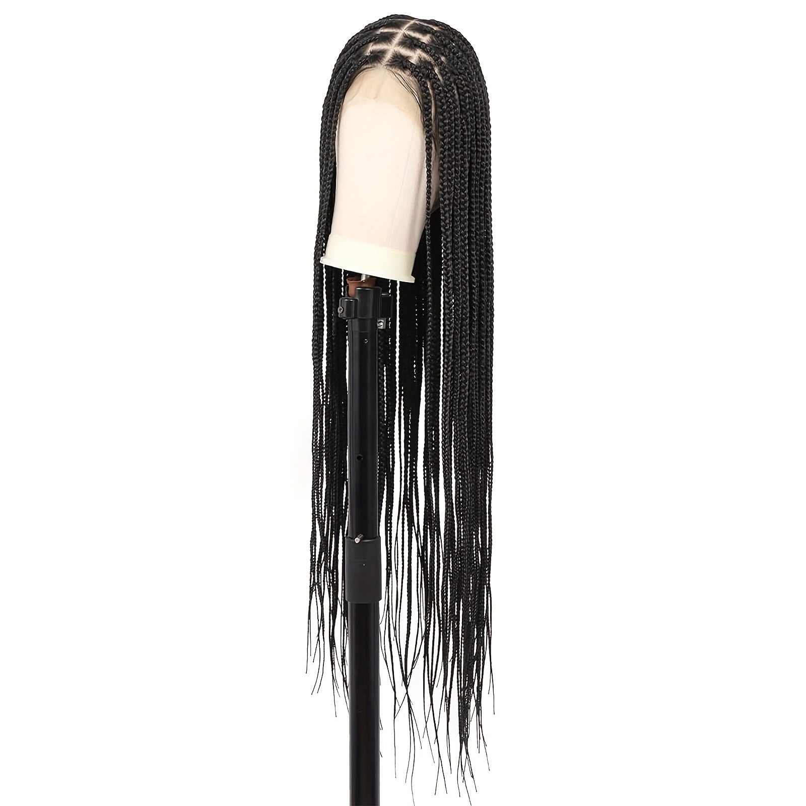 40" Braided Wig with Knotless Cornrows and Lace Frontal – Mixed Black Hair, Natural Texture, Full Density, Double Lace Front, for Daily Wear, College, Halloween, and Cosplay